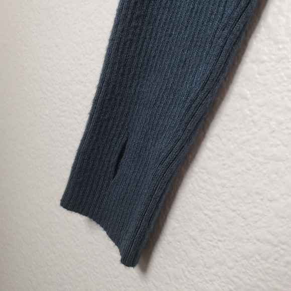 Nasty Gal Teal Blue Gray Long Sleeve Ribbed Knit Bodycon Dress Stretchy Cozy - Picture 4 of 13